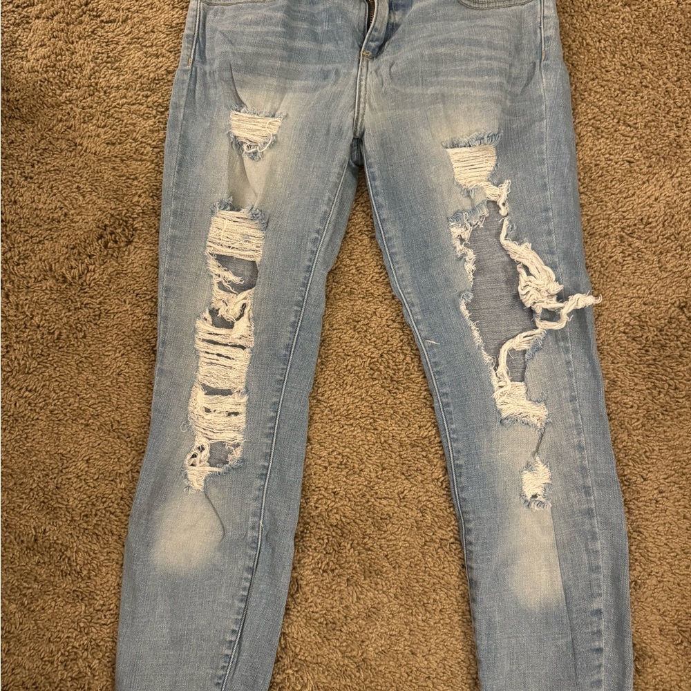 Cello Women's Ripped Light Blue Skinny Jeans